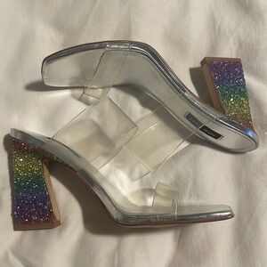 NEW Rainbow 🌈 Glitter High Heel Nine West size 7.5 M PRIDE ❤️🧡💛💚💙💜